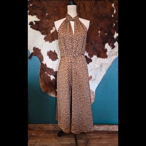 Leopard Print Halter Jumpsuit